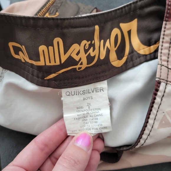 Quiksilver Boys 8 24" Beige Brown Swim Trunks Summer Swimming Suit - Picture 8 of 8